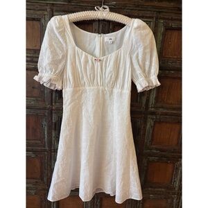 LPA White Puff Sleeve Mini Dress